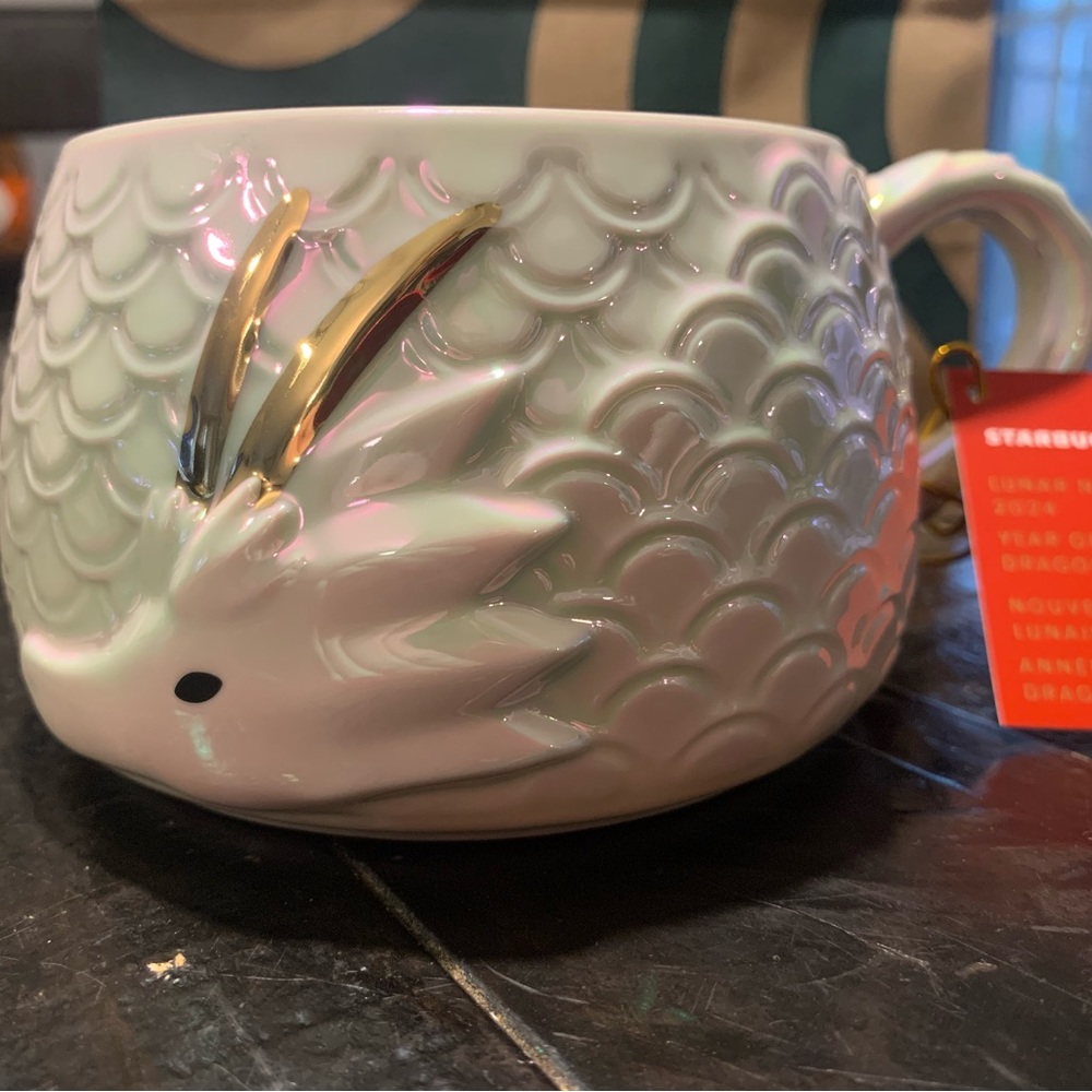 Starbucks Year of the Dragon 2024 Iridescent White Scales Ceramic Mug NWT HTF